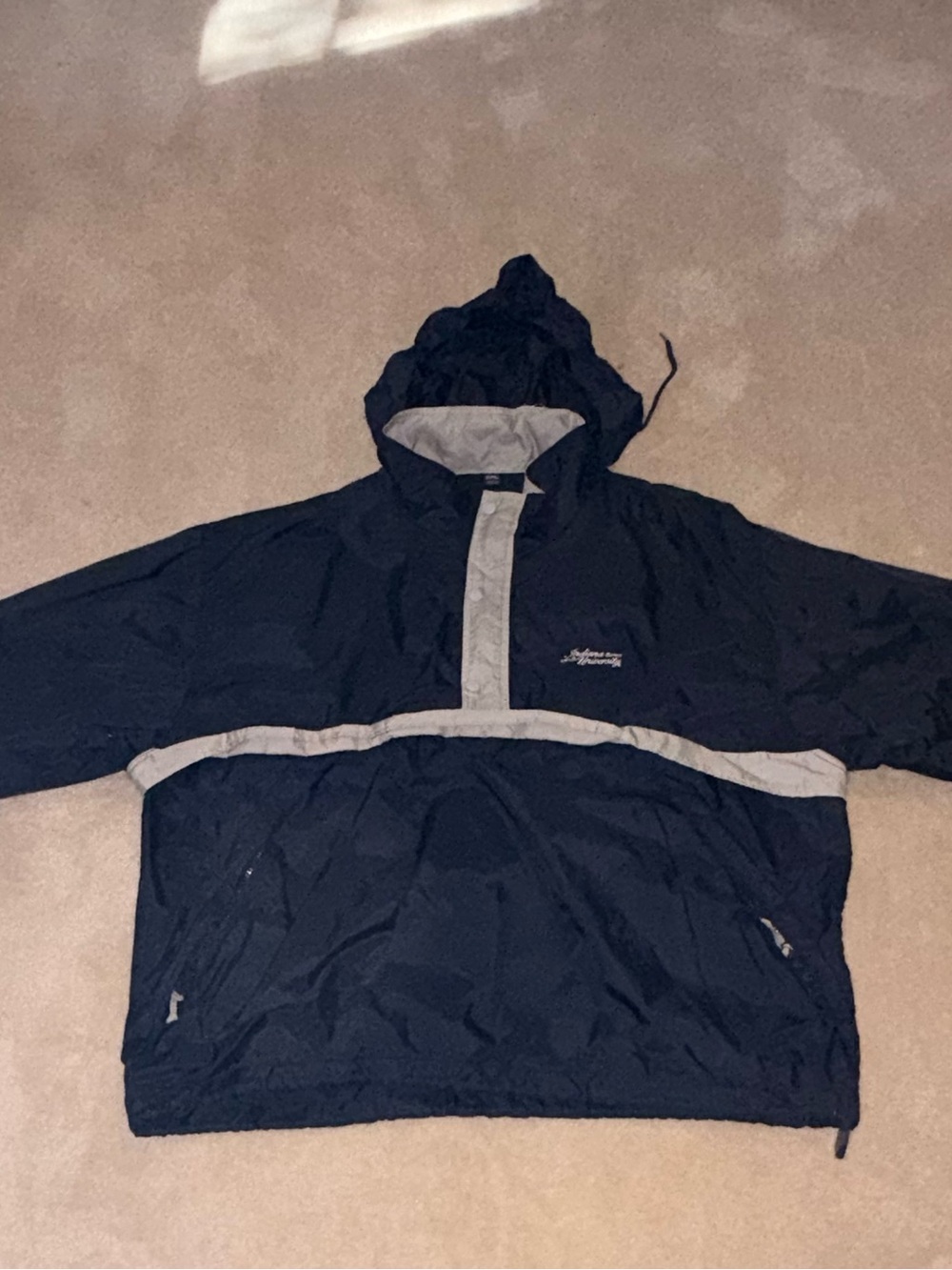 Men's Blue Hooded Windbreaker Jacket w Indiana University embroidered
